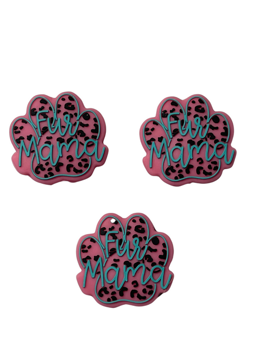 Fur Mama print pink and teal