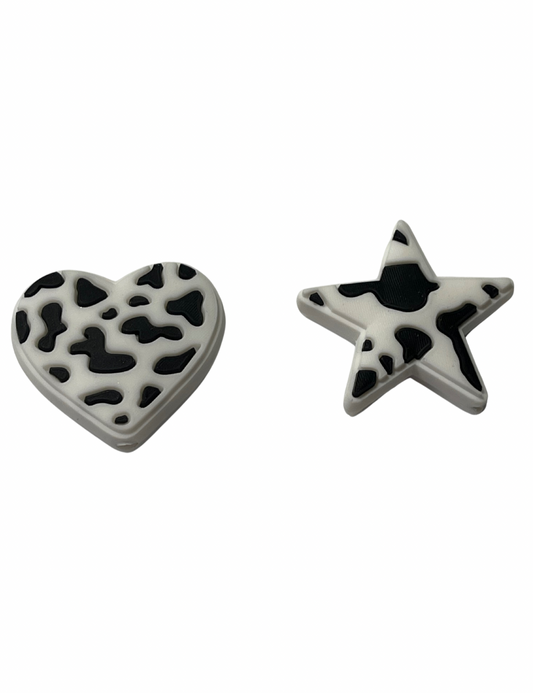 Cow print heart and star