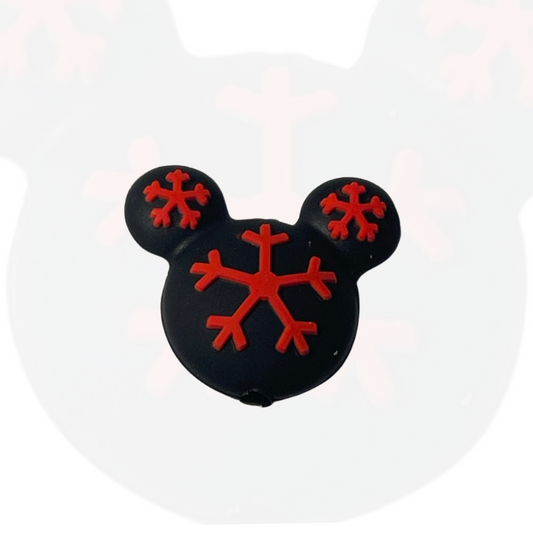 Mickey Ears with red snowflakes