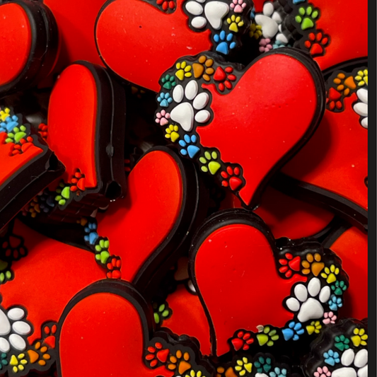 Red heart with paw prints